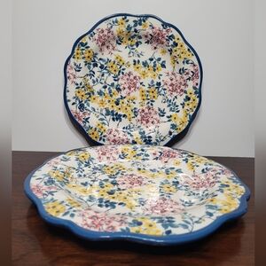 The Pioneer Woman Pretty Posies Floral Blue Scalloped Edge 10.75" Dinner Plates